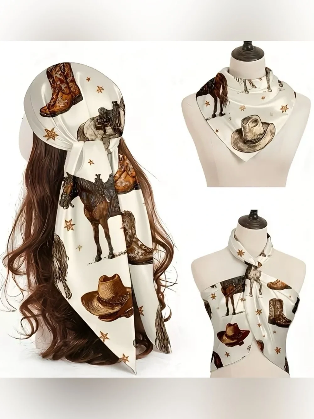 Cowboy Hat & Boots Print Scarf - Hats, Boots & Horses